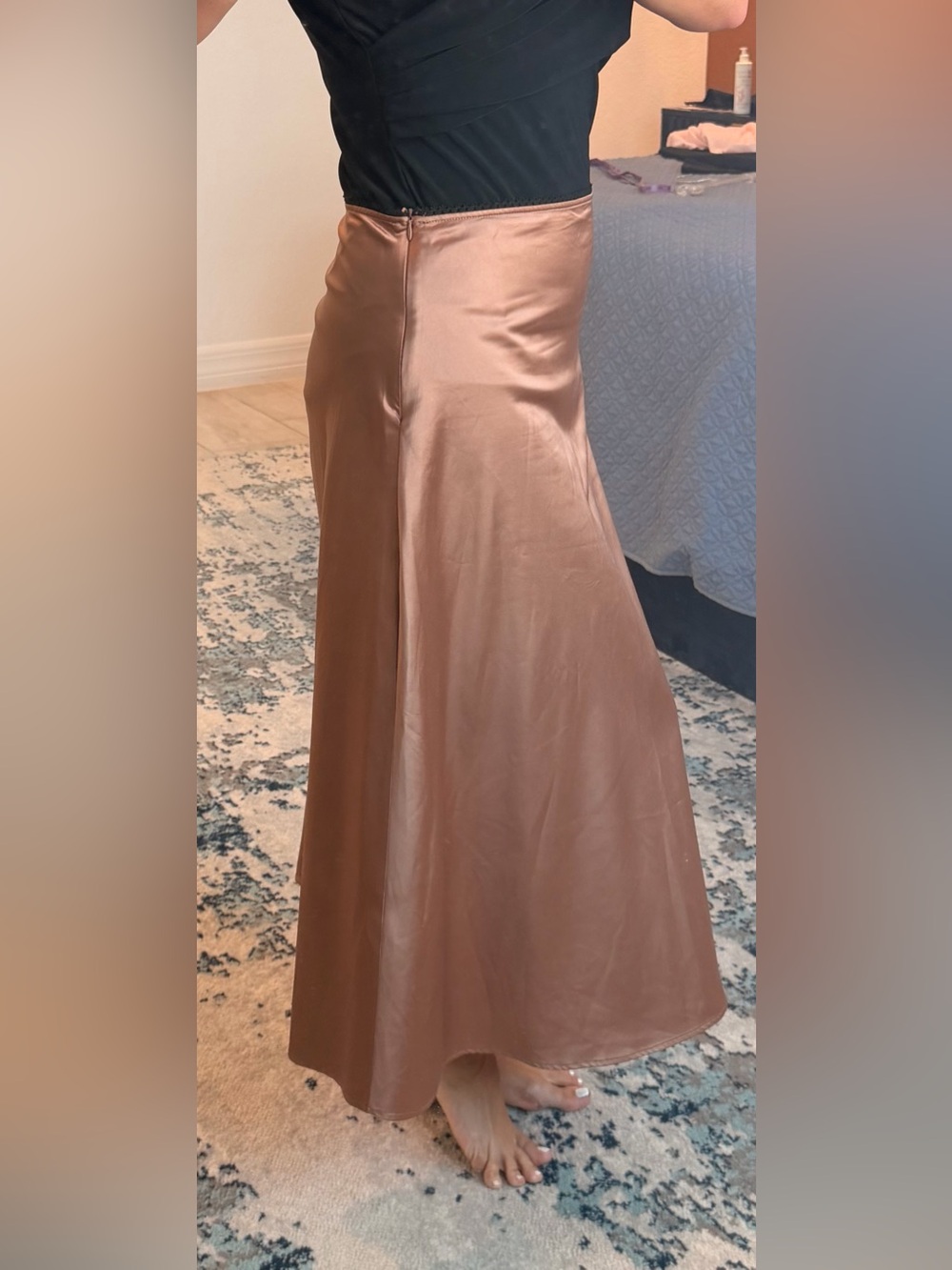 Zara Satin Maxi Skirt in Rose Taupe